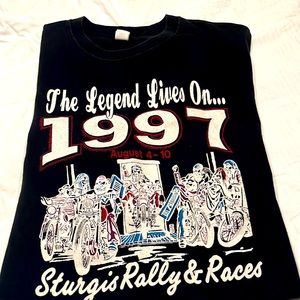 1997 STURGIS AUGUST 4-10th Rally pre-shrub t-short szL SHORT SLEEVED